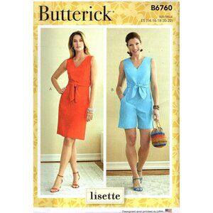 Butterick B6760 Womens 14 to 22 Dress and Romper Uncut Sewing Pattern
